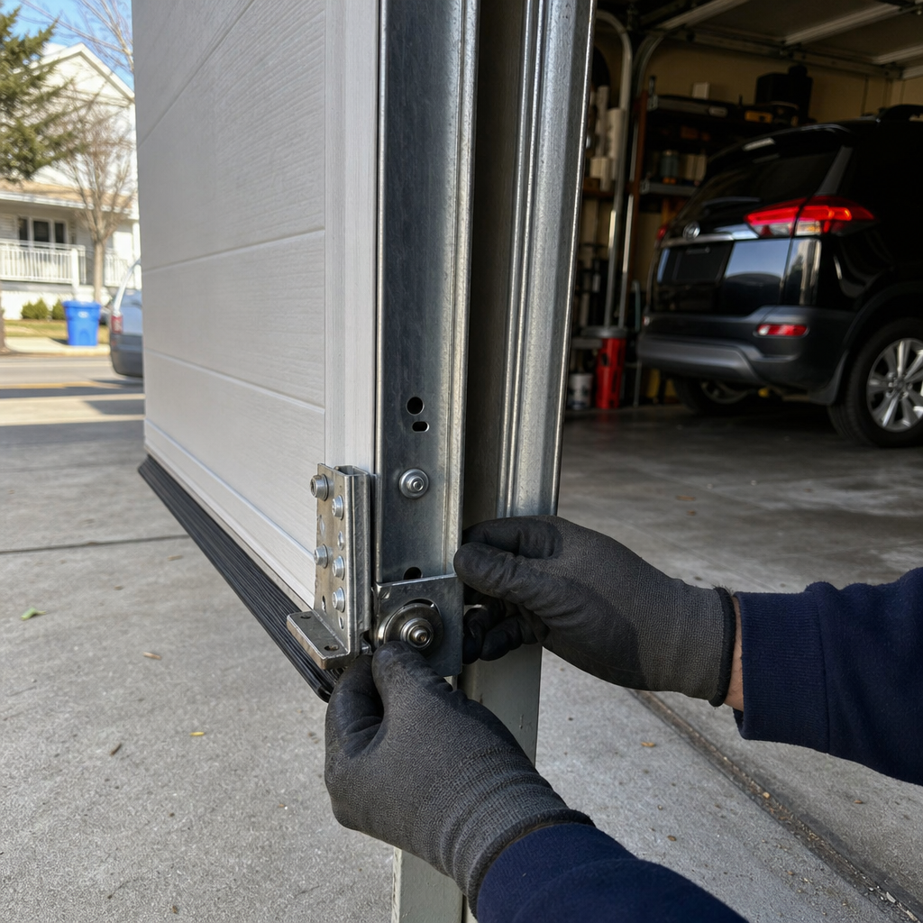 Technician performing professional garage door parts maintenance and repair in Cromwell, CT